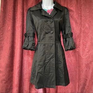Black 3/4 Sleeve Dress Pea Coat